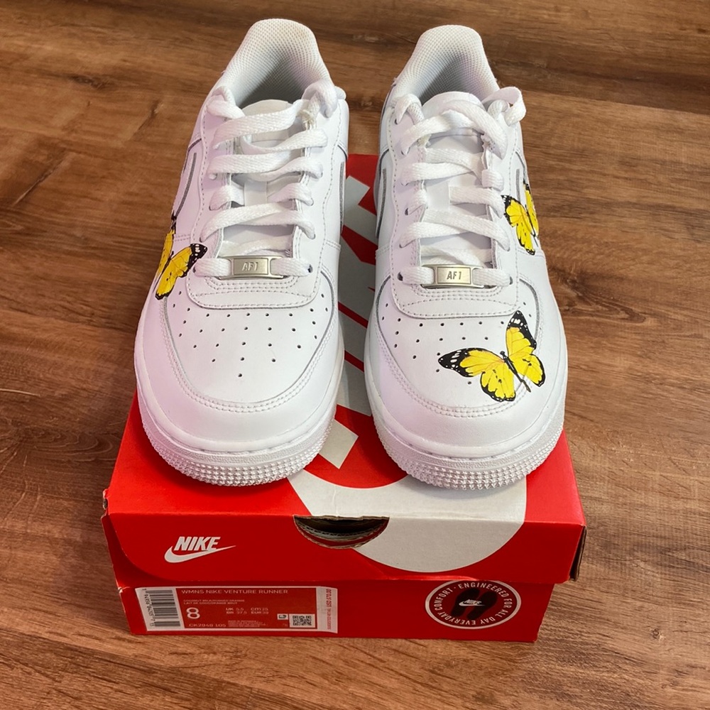 Nike air force 1s (yellow butterfly)